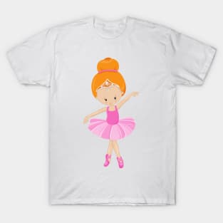 Ballerina, Ballet Girl, Ballet Dancer, Orange Hair T-Shirt